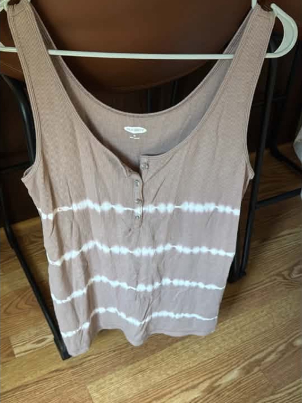 Old Navy Pink and White Tie-Dye Henley Tank